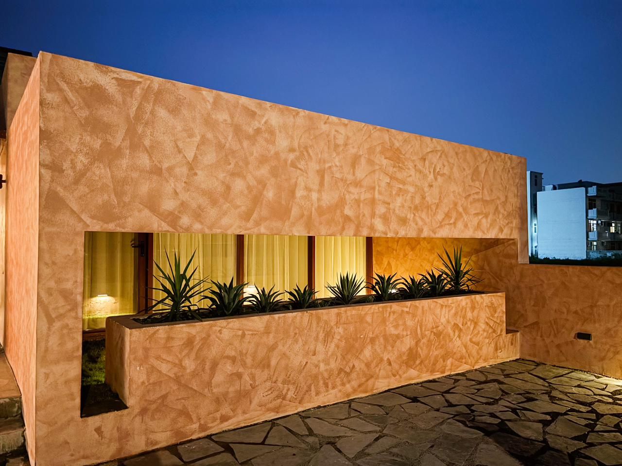 Apricot Garden Courtyard exterior at night